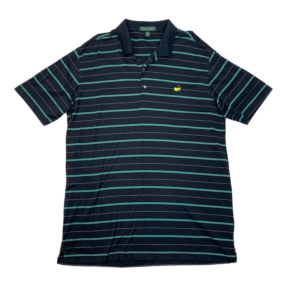 Amen Corner Masters Polo Shirt Mens XL Extra Large Black Soft Pima Cotton Golf